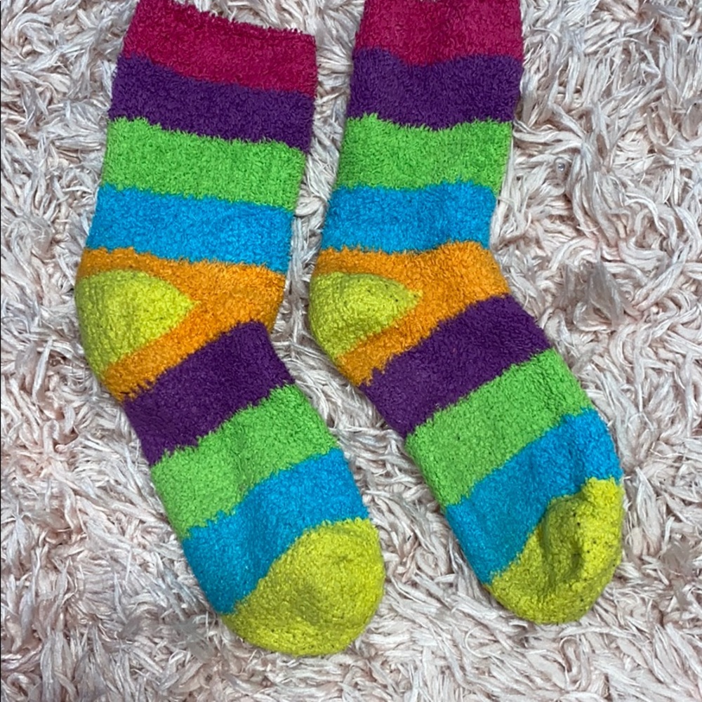 Rainbow fuzzy socks